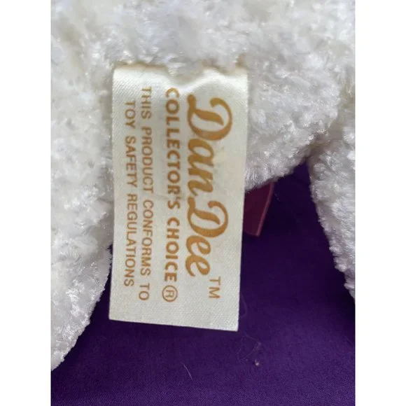 Dan Dee Victorian Sitting 8 Inch White Bear Pink Velvet Hat Rose Feather Bow - Picture 6 of 8